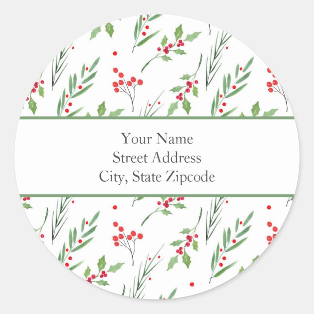 'Christmas Mixed Botanical Pattern' Labels (Front)