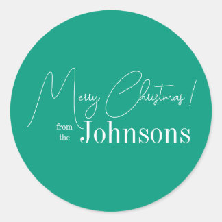 Christmas Modern Bright Green Family Classic Round Sticker