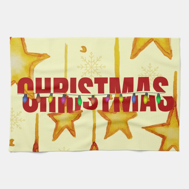 Christmas Modern Cool Christmas Kitchen Towel (Horizontal)
