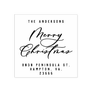 Christmas modern elegant minimal script unique rubber stamp