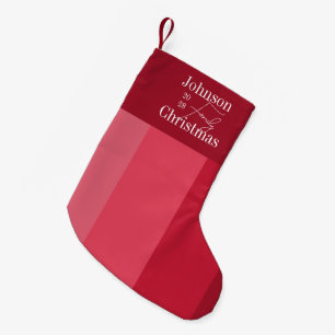 Christmas Modern Family Name Red Stripes Small Christmas Stocking
