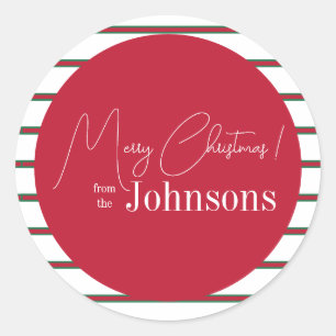 Christmas Modern Family Red and Green Classic Round Sticker