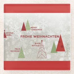 Christmas Modern Holiday Greetings Red Coasters
