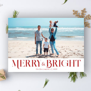Christmas Modern Merry and Bright Photo Card
