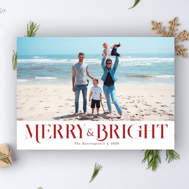 Christmas Modern Merry and Bright Photo Card (Creator Uploaded)