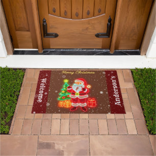Christmas Modern Neon Holiday Collection Doormat