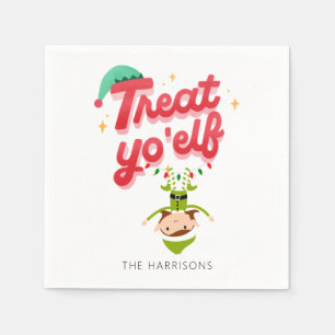 Christmas Modern Novelty Treat Yo Elf Holiday Napkin