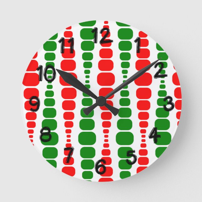 Christmas Modern Rectangles  Round Clock (Front)