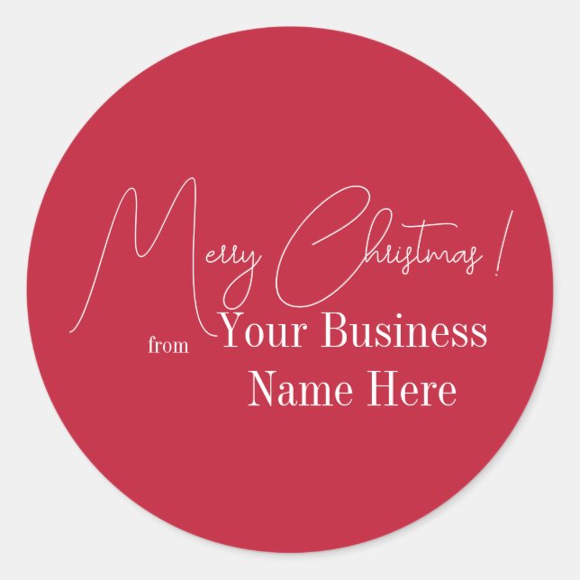 Christmas Modern Red Business Classic Round Sticker (Front)