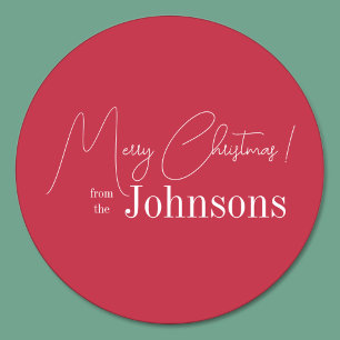 Christmas Modern Red Family Classic Round Sticker