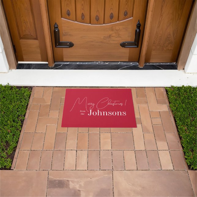 Christmas Modern Red Family Doormat (Outdoor)