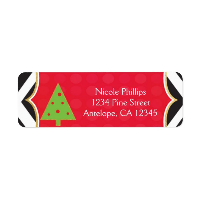 Christmas Modern Tree Cute Holiday Address Labels (Front)