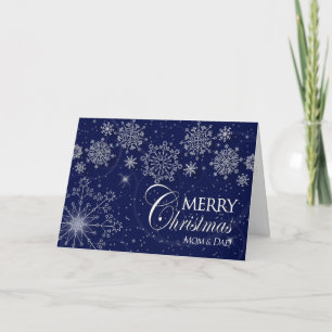 CHRISTMAS - MOM & DAD - NAVY/SNOWFLAKES HOLIDAY CARD