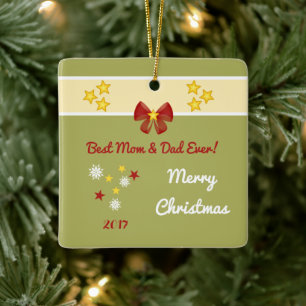 Christmas mom dad Photo Ceramic Ornament