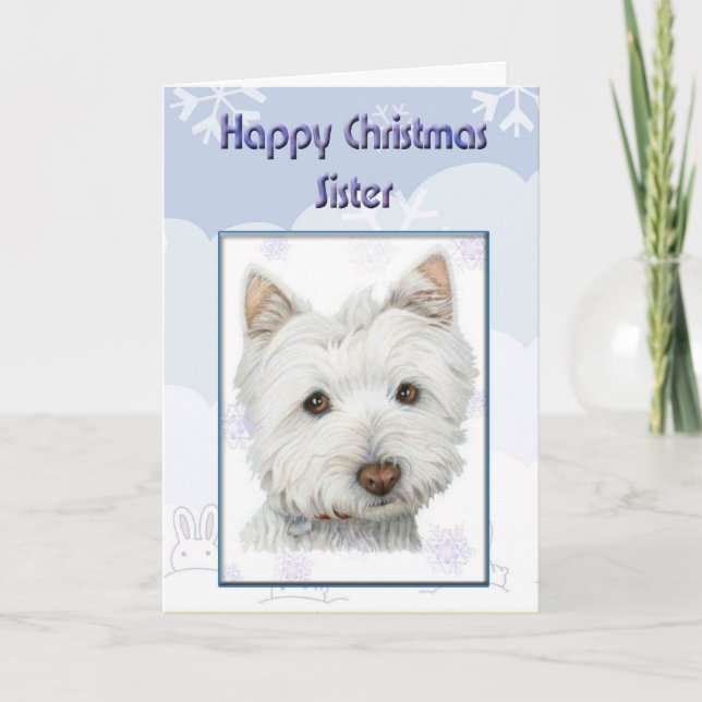 Christmas Mom, Sister Card with Cute Westie Dog (Front)