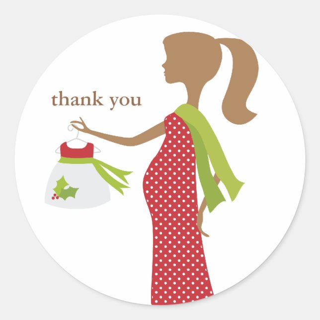 Christmas Mom To Be Baby Shower Classic Round Sticker (Front)