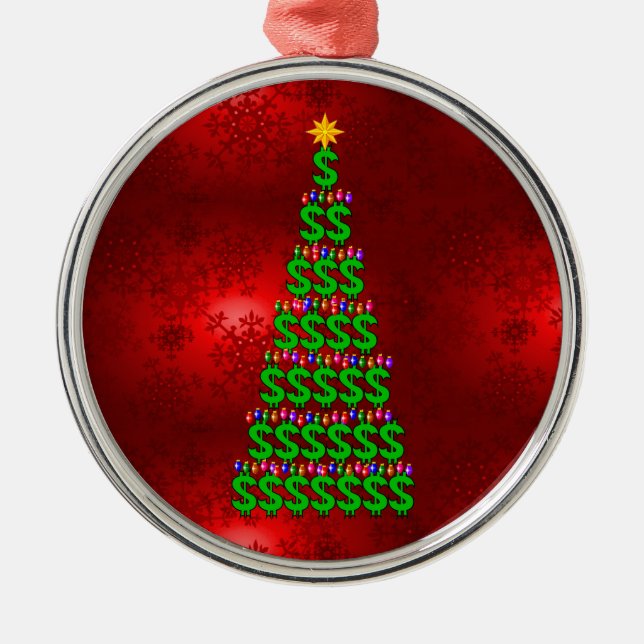 Christmas Money Tree Metal Ornament (Front)
