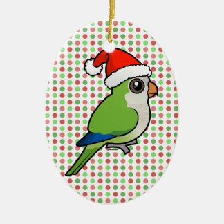 Christmas Monk Parakeet Ceramic Ornament
