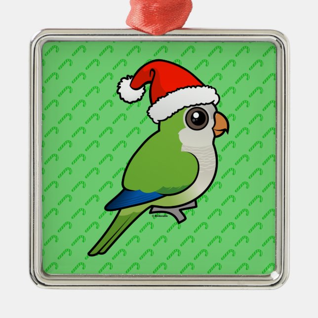 Christmas Monk Parakeet Metal Ornament (Front)