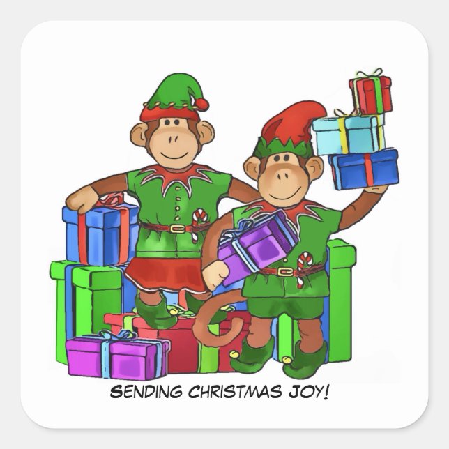 Christmas Monkey-Elf sticker (Front)