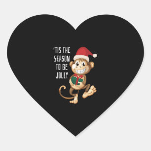 Christmas Monkey Heart Sticker