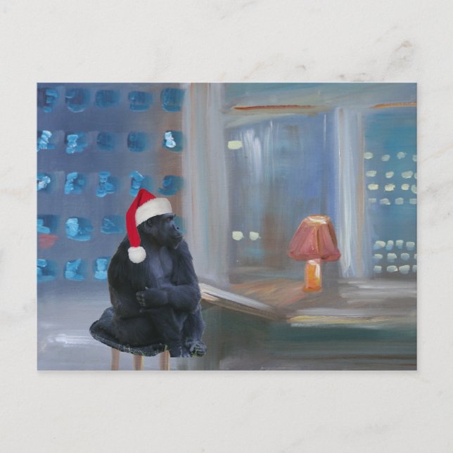 "Christmas Monkey" Holiday Postcard (Front)