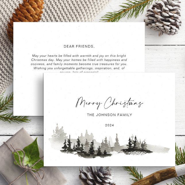 Christmas Monochrome Winter Landscape Non Photo Holiday Card (Creator Uploaded)