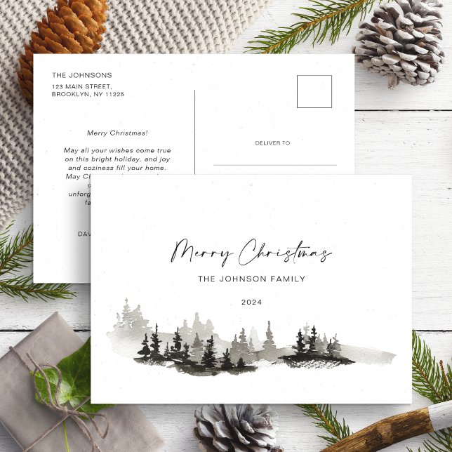 Christmas Monochrome Winter Landscape Non Photo Postcard (Creator Uploaded)