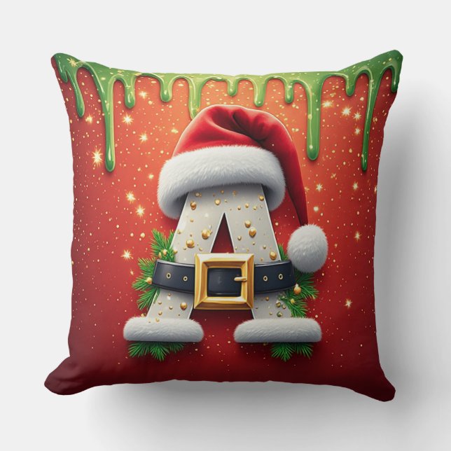 Christmas Monogram A For Winter Gifts Throw Pillow (Front)