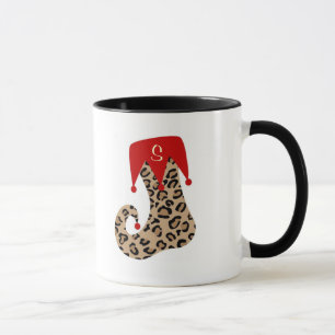 Christmas Monogram Leopard Stocking Mug