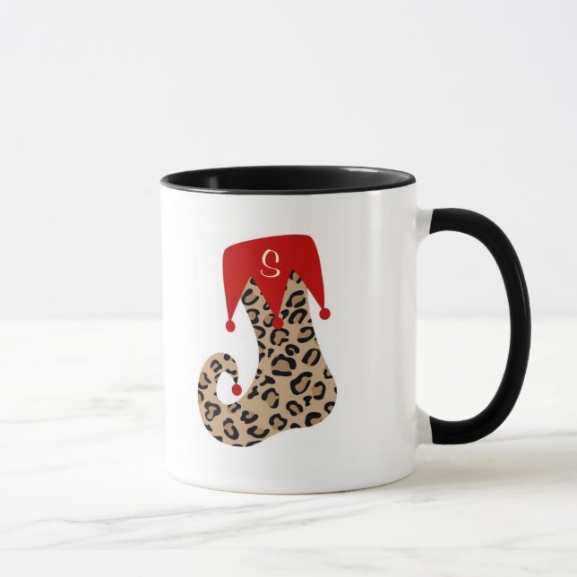 Christmas Monogram Leopard Stocking Mug (Right)