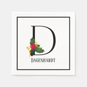 Christmas Monogram Letter D Personalized Paper Napkin