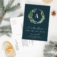 christmas monogram moving announcement