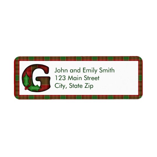 Christmas Monogram Return Address Labels
