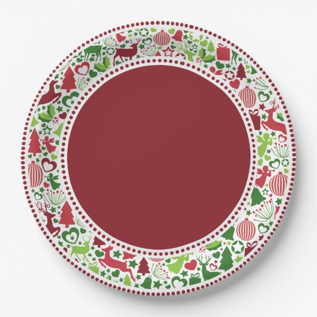 Christmas Montage Paper Plates (DKRD) (Front)