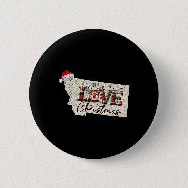 Christmas Montana Xmas State Map Montana Christmas 2 Inch Round Button (Front)