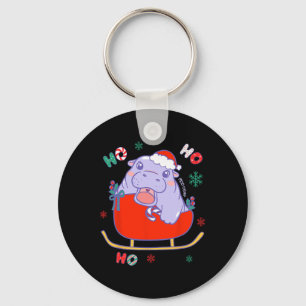 Christmas Moo Deng Reindeer Sleigh Cute Kids Girls Keychain