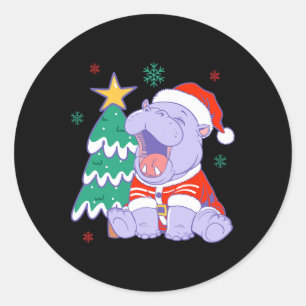 Christmas Moo Deng Xmas Tree Pajamas Cute Kid Girl Classic Round Sticker