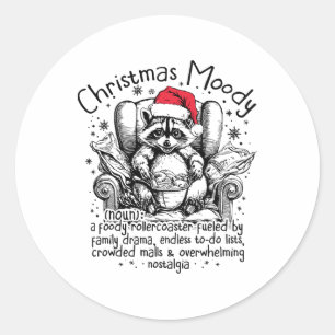 Christmas Moody Funny Raccoon Foody Christmas Racc Classic Round Sticker