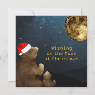 Christmas Moon 3 Photos Glitter Bears Flat Card