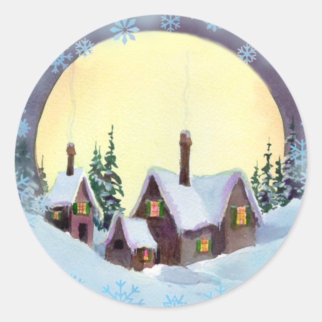 CHRISTMAS MOON by SHARON SHARPE Classic Round Sticker (Front)