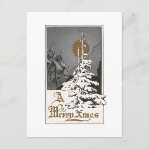 Christmas Moon Holiday Postcard