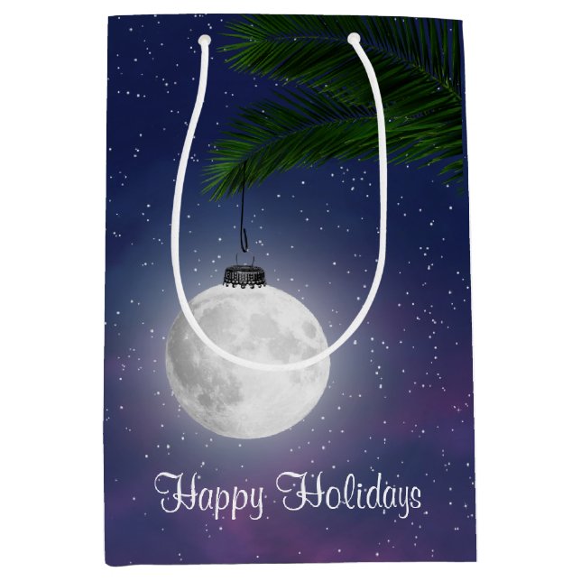 Christmas Moon Ornament On Palm Medium Gift Bag (Front)