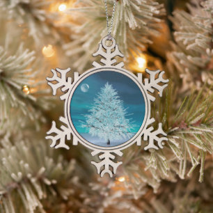 Christmas Moonlight Snowflake Pewter Christmas Ornament
