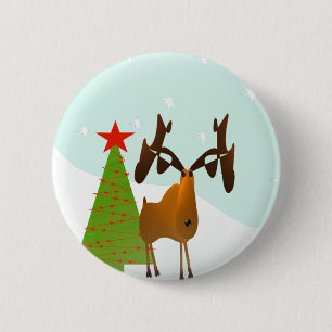 Christmas Moose 2 Inch Round Button