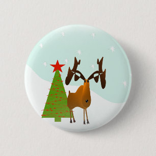 Christmas Moose 2 Inch Round Button