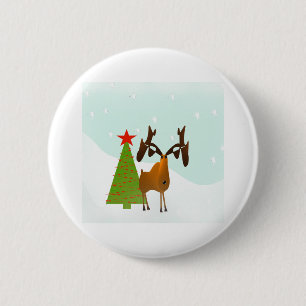 Christmas Moose 2 Inch Round Button