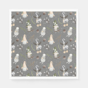 Christmas Moose and Gnomes Napkin