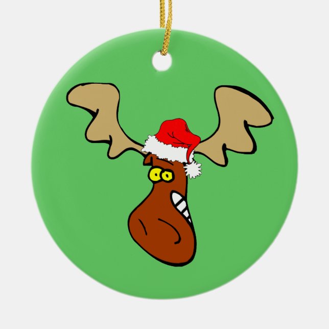Christmas moose ceramic ornament (Front)