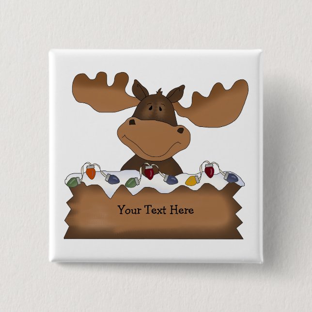 Christmas Moose (customizable) 2 Inch Square Button (Front)